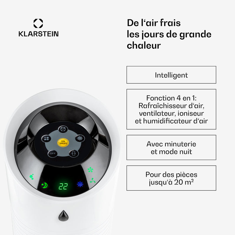 Skyscraper Ice 4-in-1 Rafraîchisseur d'air et Ventilateur 180 m³/h 30 W Oscillation mobile Télécommande