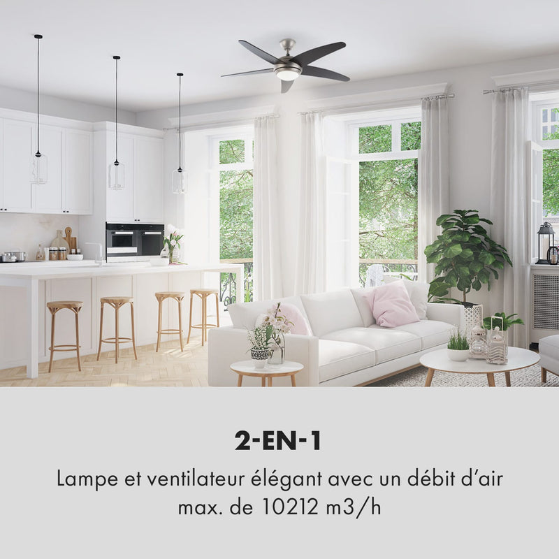 Bolero ventilateur de plafond 134cm éclairage 55W télécommande noir