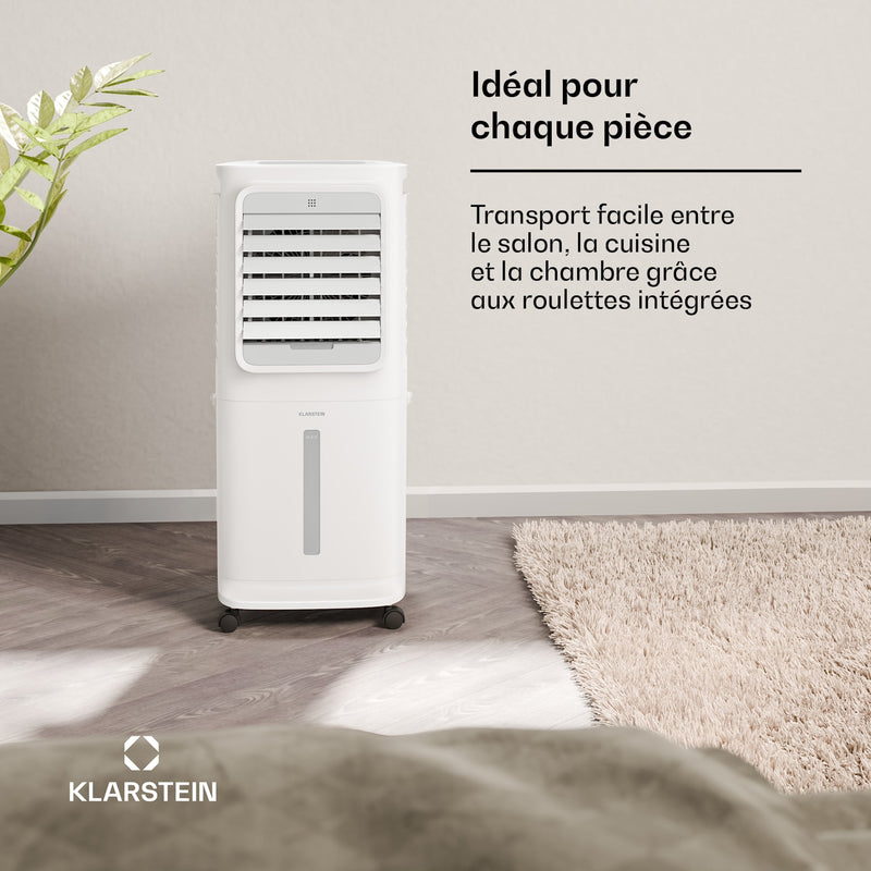 Breezcube Rafraîchiseur d'air connecté avec refroidissement à eau | 340 m³/h | 10 l | 30 m² | 3 modes | 50 W