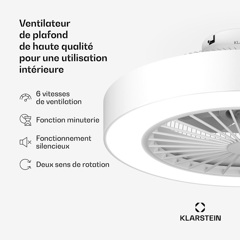 ZenBreeze Ventilateur de plafond connecté avec éclairage | 48 cm | 16 W | Silencieux | LED | Acrylique