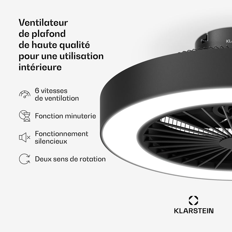 ZenBreeze Ventilateur de plafond connecté avec éclairage | 48 cm | 16 W | Silencieux | LED | Acrylique