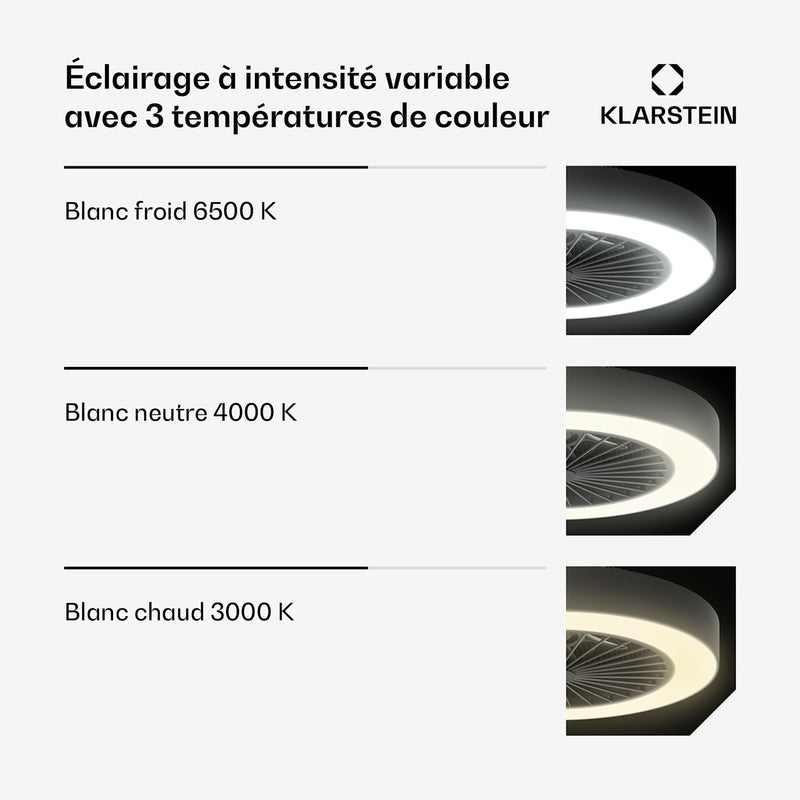 ZenBreeze Ventilateur de plafond connecté avec éclairage | 48 cm | 16 W | Silencieux | LED | Acrylique