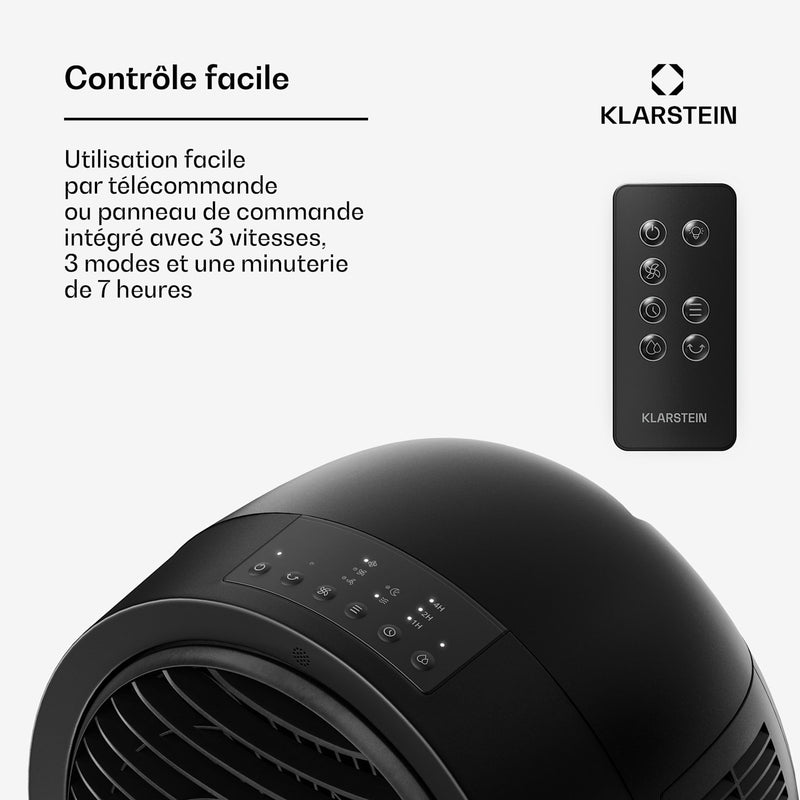 Rafraîchisseur d'air Whirlwind | 320 m³/h | 6 l | 30 m² | 2 packs de refroidissement | 3 modes | 60 W