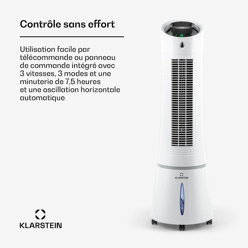 Skyscraper Ice 4-in-1 Rafraîchisseur d'air et  Ventilateur 180 m³/h 30 W Oscillation mobile Télécommande