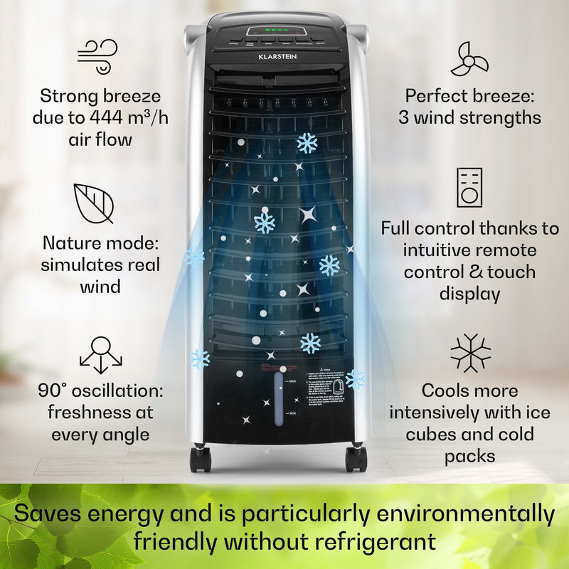 Maxfresh ventilateur refroidisseur d'air humidificateur fonction 4 en 1 oscillation réservoir d'eau 6L 65 W fonction minuterie