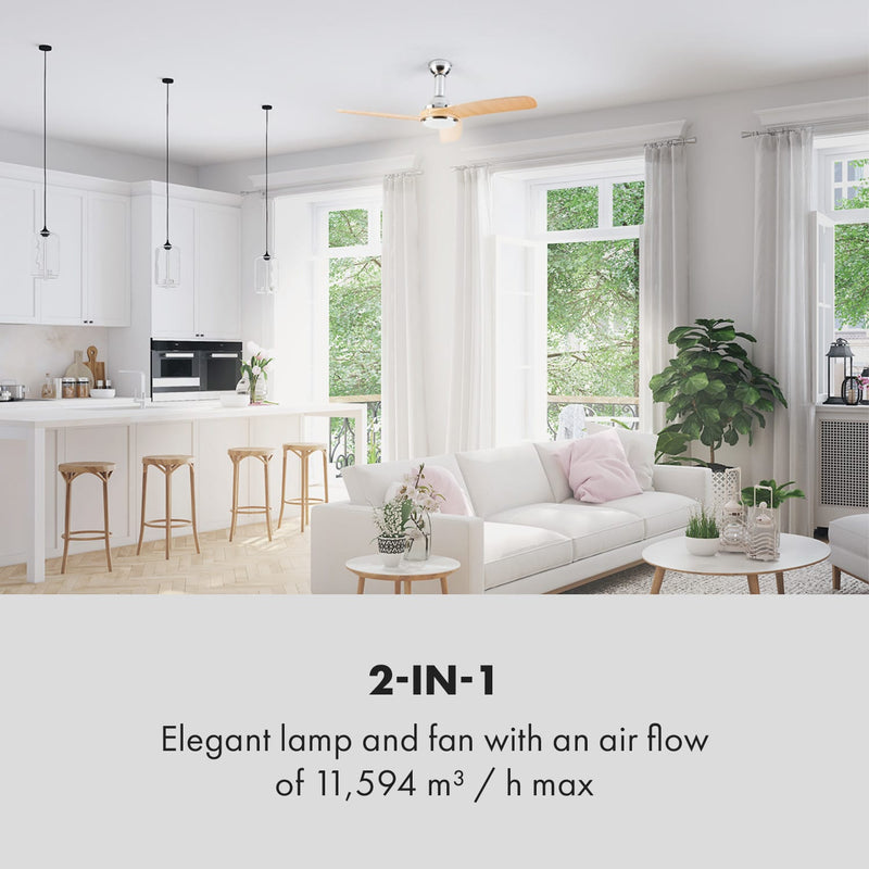 Silent Service Ventilateur de plafond Ø: 128 cm, puissance: 25 watts aspect bois