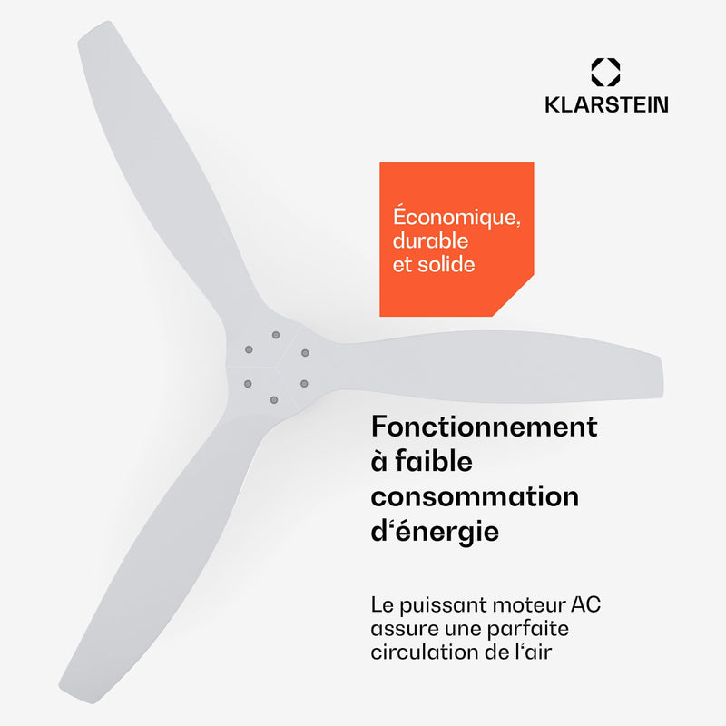 Santa Elena Ventilateur de plafond 52" 9060 m³/h Pales en bois véritable 6 vitesses Télécommande