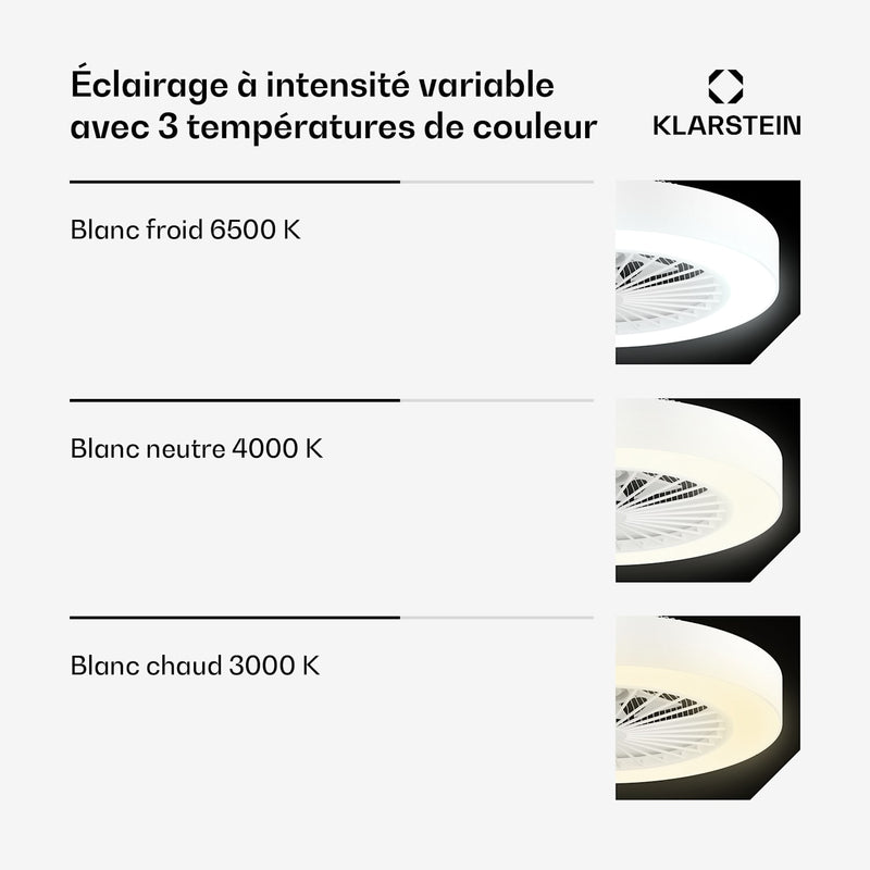 ZenBreeze Ventilateur de plafond connecté avec éclairage | 48 cm | 16 W | Silencieux | LED | Acrylique